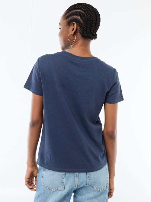Tee-shirt uni en lin mélangé - Kiabi Tee-shirt uni en lin mélangé - Kiabi