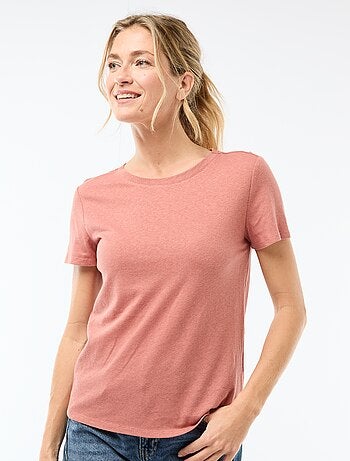 Tee-shirt uni en lin mélangé