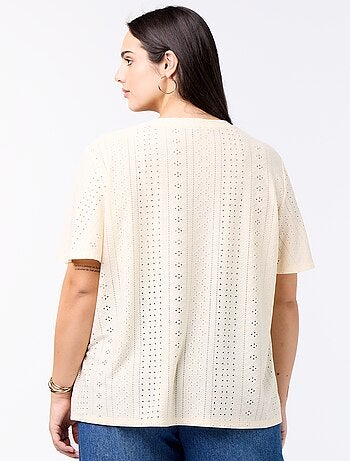 Tee-shirt uni en maille ajourée