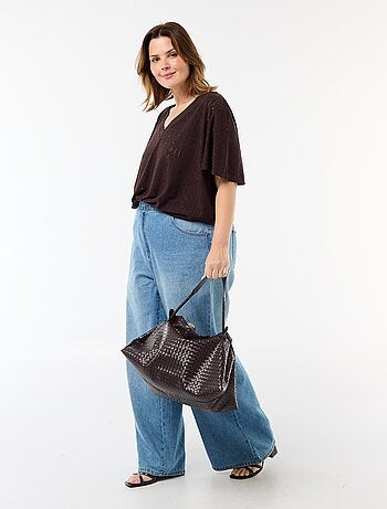 Tee-shirt uni en maille ajourée