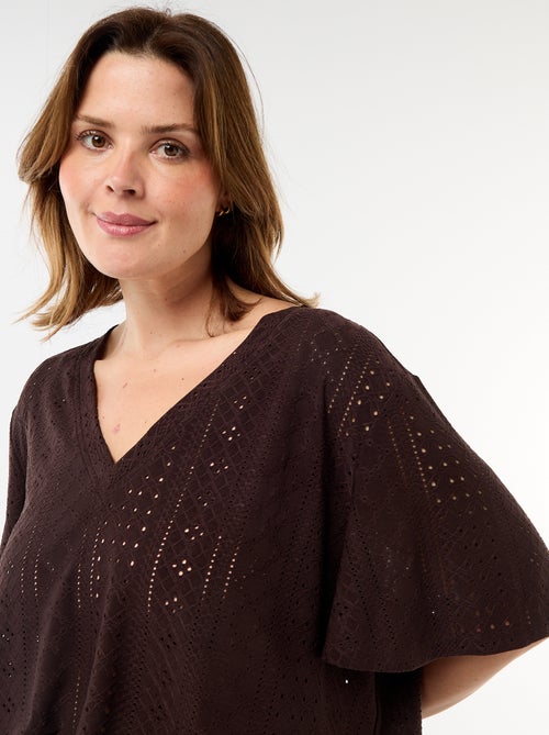 Tee-shirt uni en maille ajourée - Kiabi