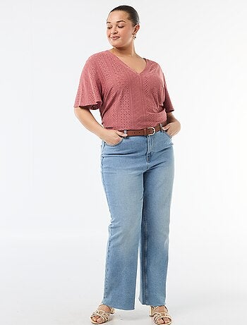 Tee-shirt uni en maille ajourée