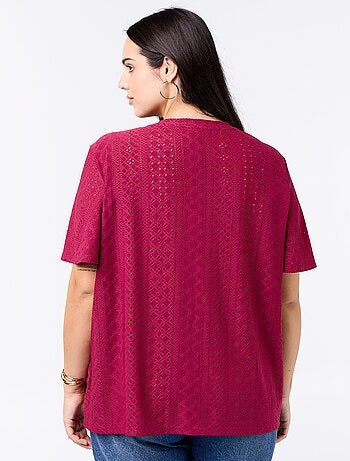 Tee-shirt uni en maille ajourée