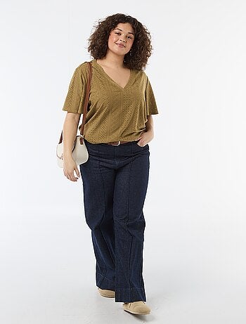 Tee-shirt uni en maille ajourée