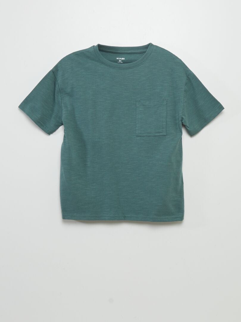 Tee-shirt uni en maille moulinée Vert sapin - Kiabi