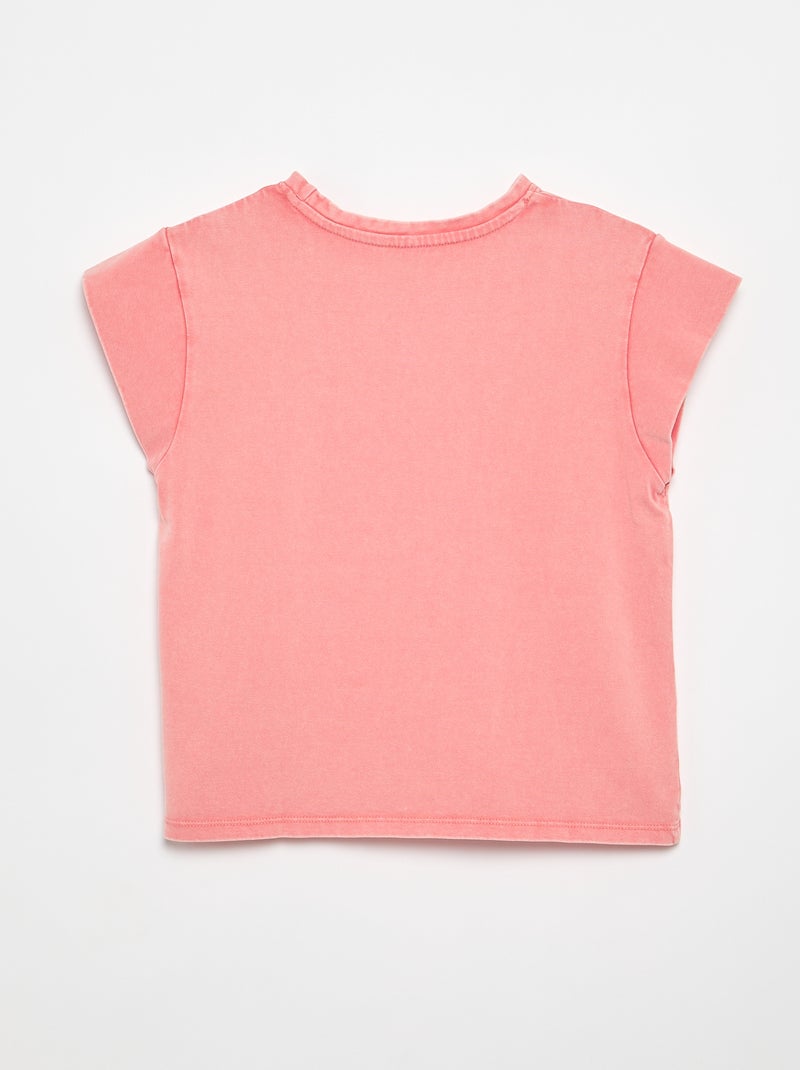 Tee-shirt uni manches extra-courtes Rose - Kiabi