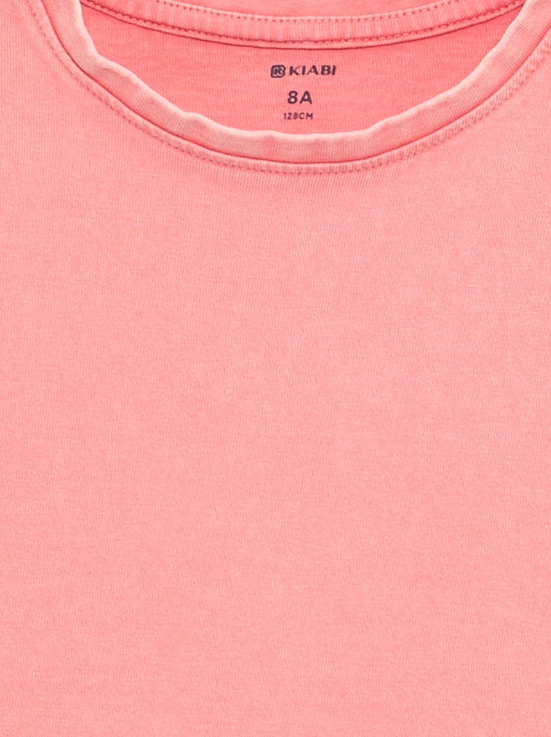 Tee-shirt uni manches extra-courtes Rose - Kiabi