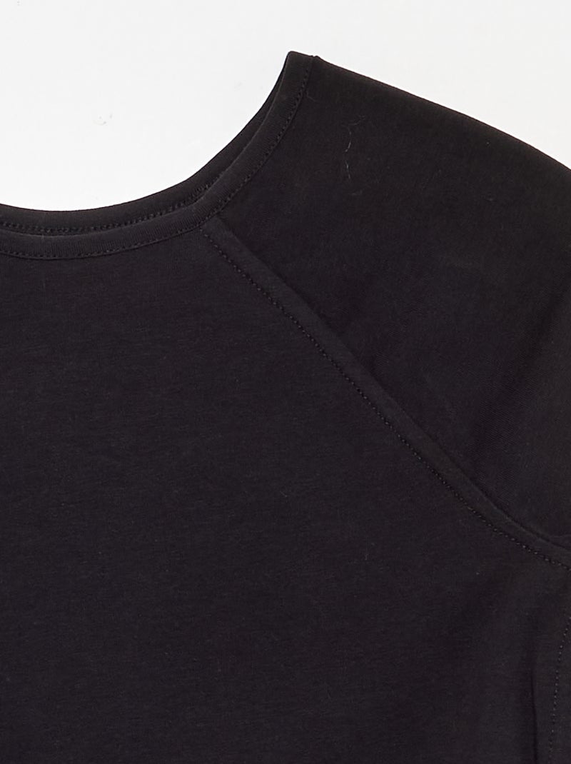 Tee-shirt uni manches raglantes Noir - Kiabi
