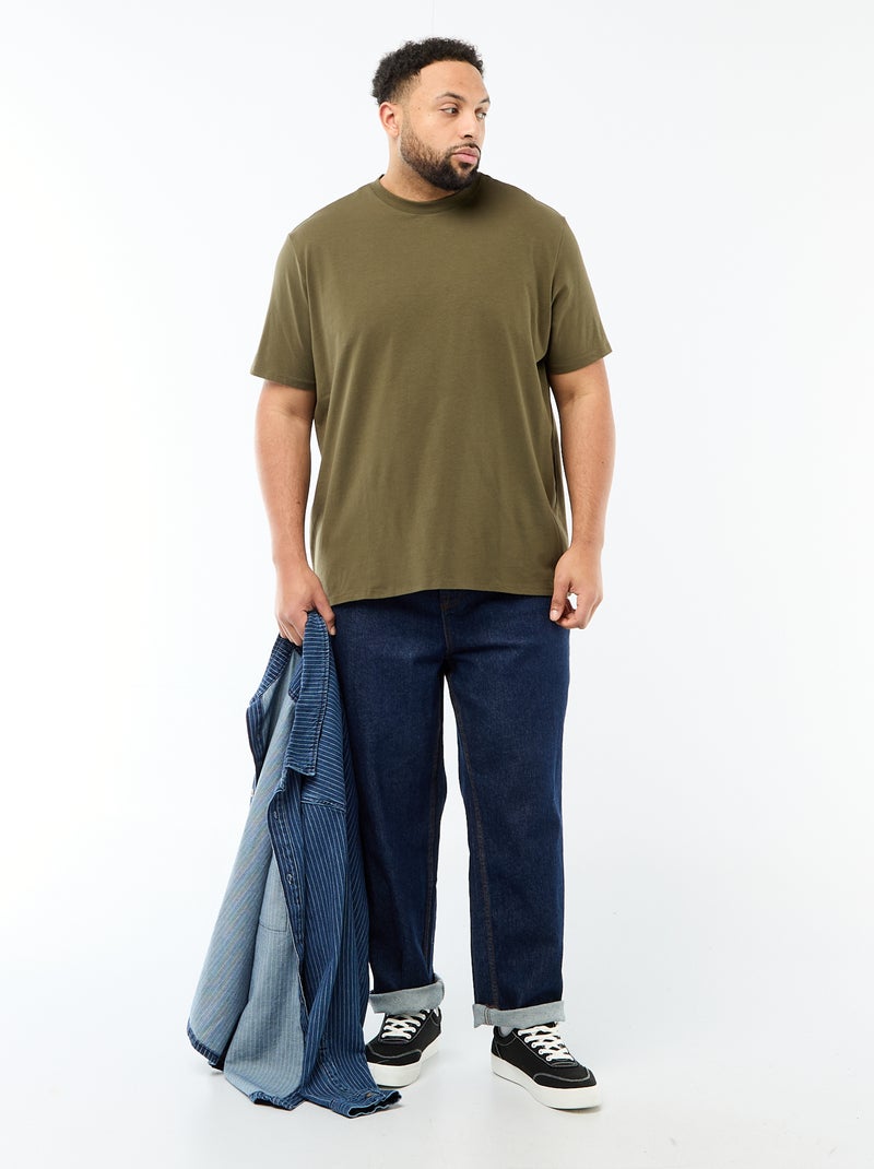 Tee-shirt uni regular fit Kaki - Kiabi