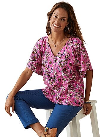 Tee-shirt V avec smocks - DAXON
