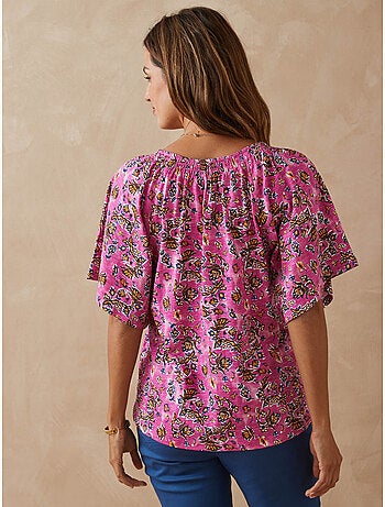 Tee-shirt V avec smocks - DAXON