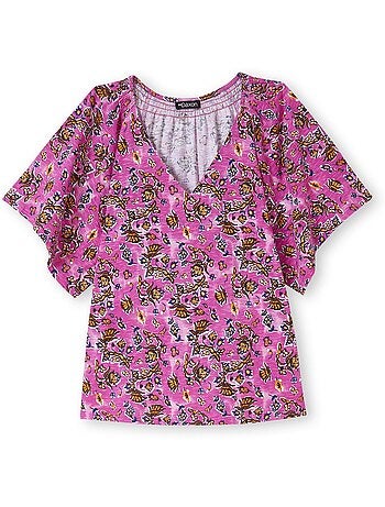 Tee-shirt V avec smocks - DAXON