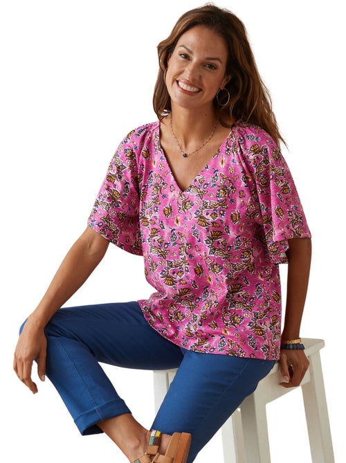 Tee-shirt V avec smocks - DAXON - Kiabi