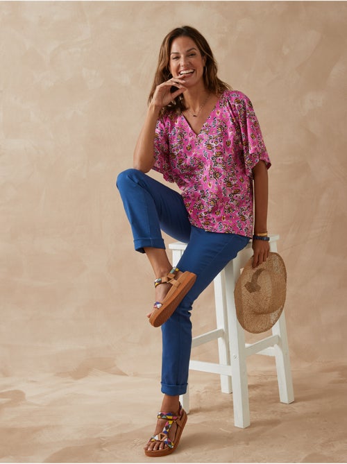 Tee-shirt V avec smocks - DAXON - Kiabi