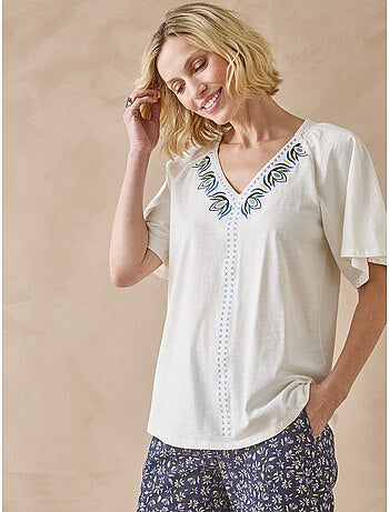 Tee-shirt V manches papillon - DAXON