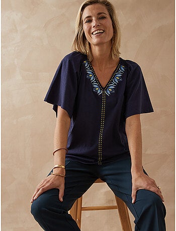 Tee-shirt V manches papillon - DAXON