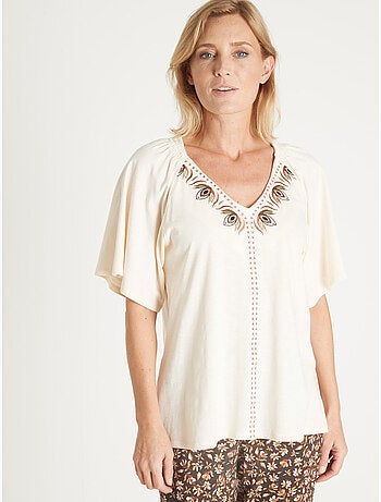 Tee-shirt V manches papillon - DAXON