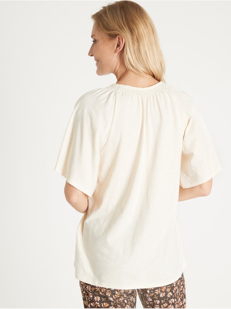 Tee-shirt V manches papillon - DAXON Ecru - Kiabi