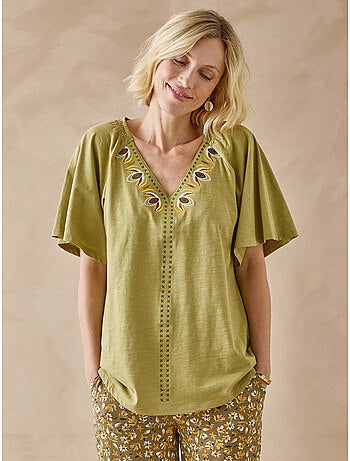 Tee-shirt V manches papillon - DAXON