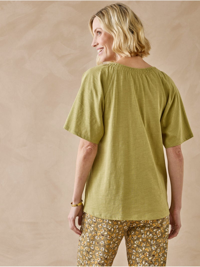 Tee-shirt V manches papillon - DAXON Kaki - Kiabi