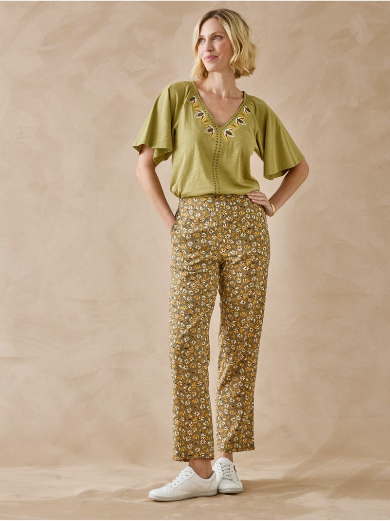 Tee-shirt V manches papillon - DAXON Kaki - Kiabi