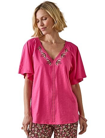 Tee-shirt V manches papillon - DAXON