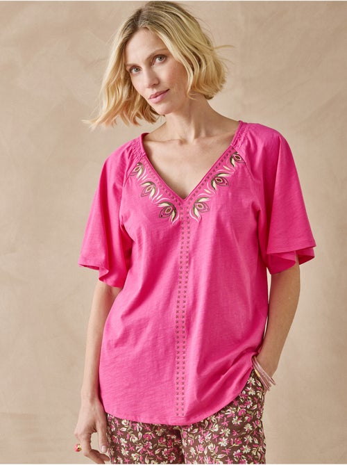 Tee-shirt V manches papillon - DAXON - Kiabi