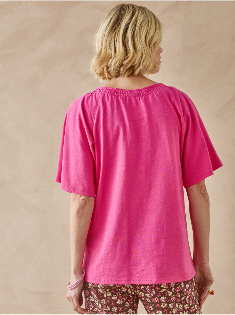 Tee-shirt V manches papillon - DAXON Rose - Kiabi