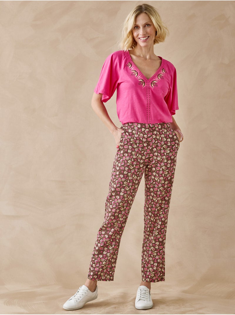 Tee-shirt V manches papillon - DAXON Rose - Kiabi
