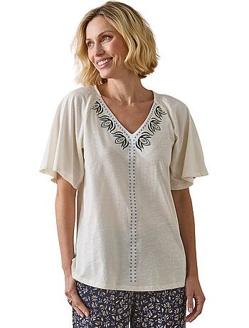 Tee-shirt V manches papillon