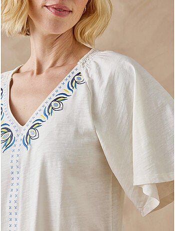 Tee-shirt V manches papillon