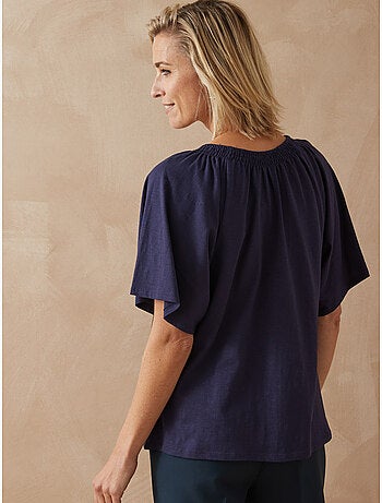 Tee-shirt V manches papillon