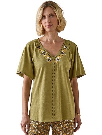 Tee-shirt V manches papillon