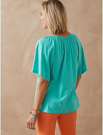 Tee-shirt V manches papillon