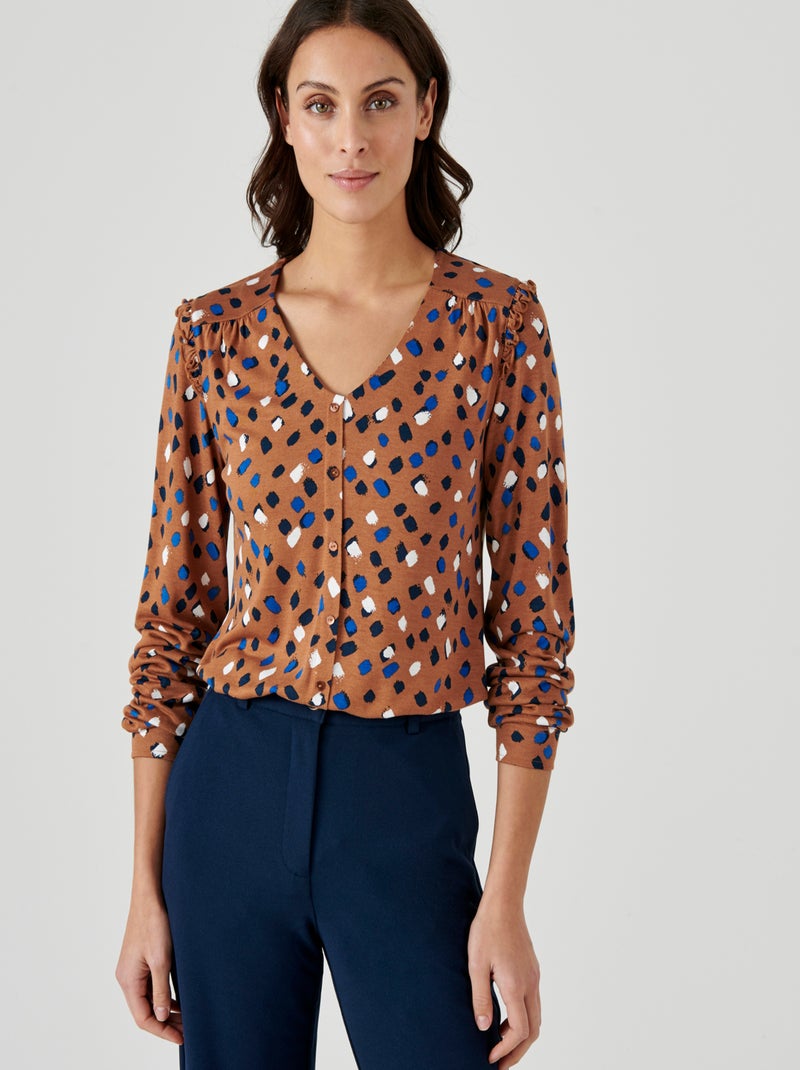 Tee-shirt volanté - Damart Marron - Kiabi