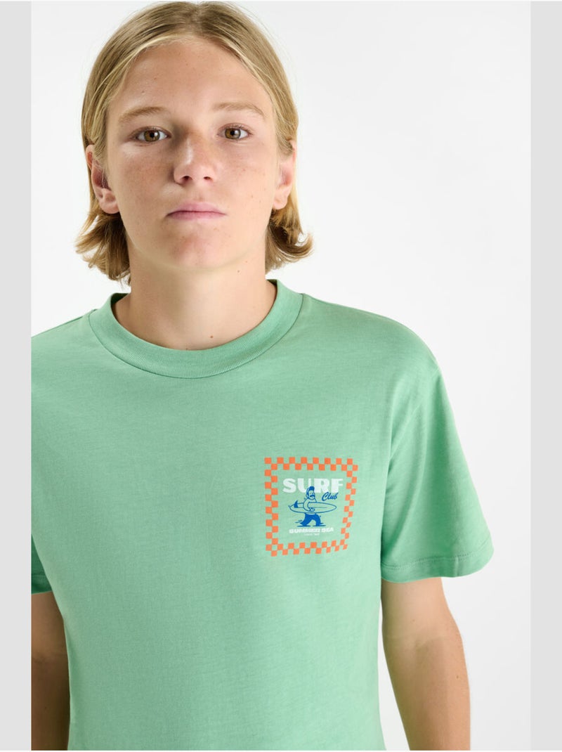 Tee-Shirt WAVEBO 'Le Temps Des Cerises' Vert - Kiabi