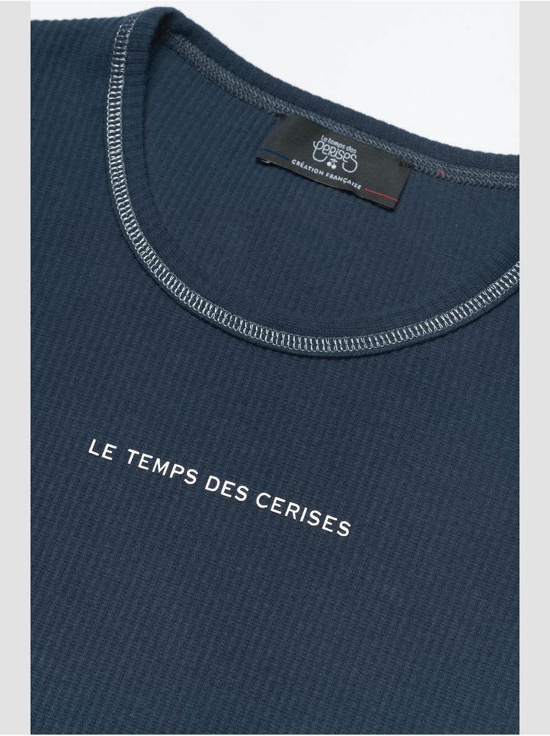 Tee-shirt yukongi 'le temps des cerises' Bleu - Kiabi