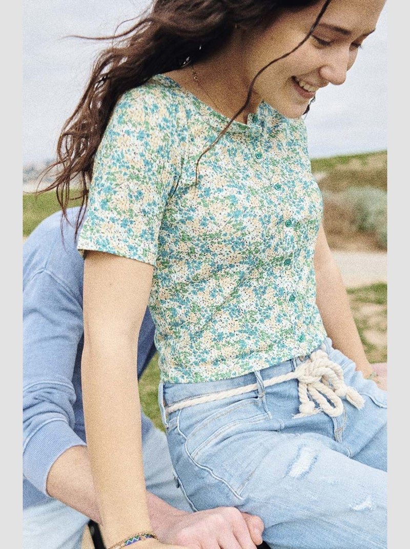 Tee-Shirt YZYGI 'Le Temps Des Cerises' Bleu - Kiabi