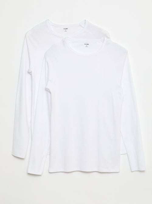 Tee-shirts basiques unis à manches longues - Kiabi