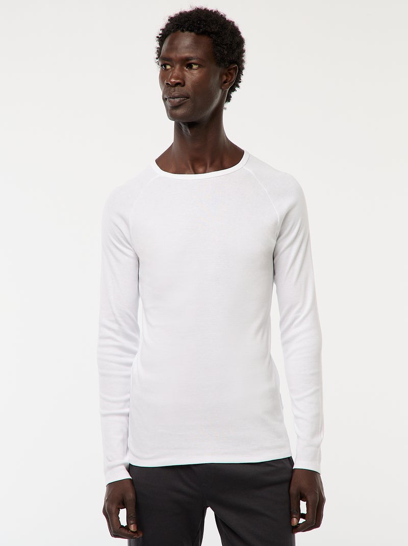 Tee-shirts basiques unis à manches longues Blanc - Kiabi