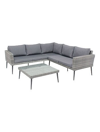 Tefari Salon de jardin bas - résine et acier 5 places