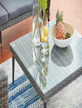 Tefari Salon de jardin bas - résine et acier 5 places