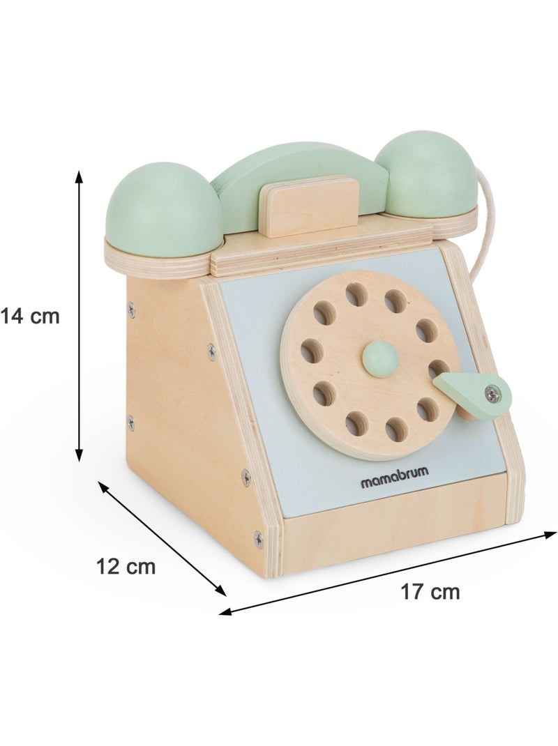 Telephone bois vintage enfant cadran rotatif jouet imitation mamabrum N/A - Kiabi