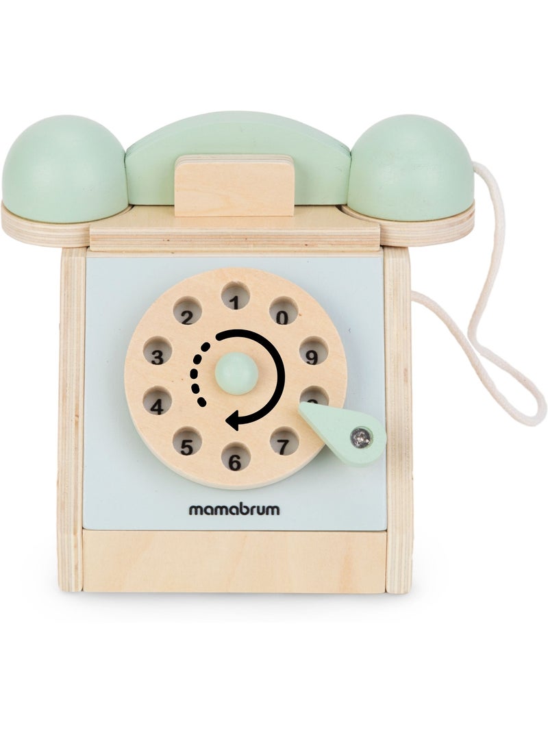 Telephone bois vintage enfant cadran rotatif jouet imitation mamabrum N/A - Kiabi