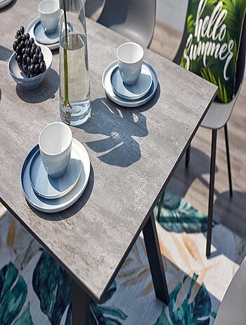 TEMARA Salon de jardin aluminium et plateau aspect ciment 8 places