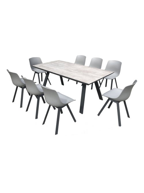 TEMARA Salon de jardin aluminium et plateau aspect ciment 8 places - Kiabi