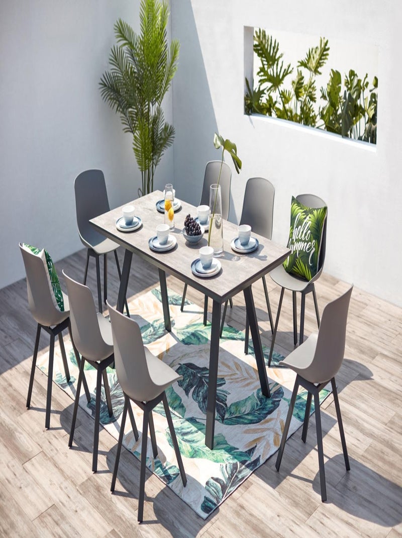 TEMARA Salon de jardin aluminium et plateau aspect ciment 8 places Gris - Kiabi