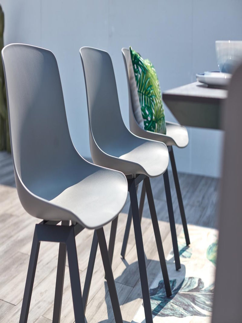 TEMARA Salon de jardin aluminium et plateau aspect ciment 8 places Gris - Kiabi