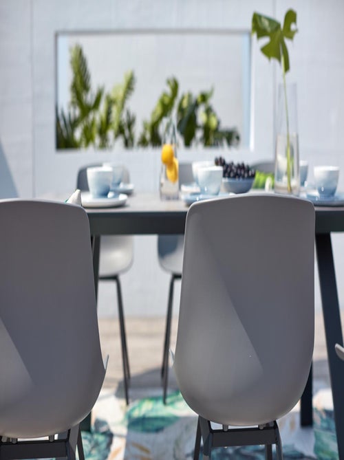 TEMARA Salon de jardin aluminium et plateau aspect ciment 8 places - Kiabi