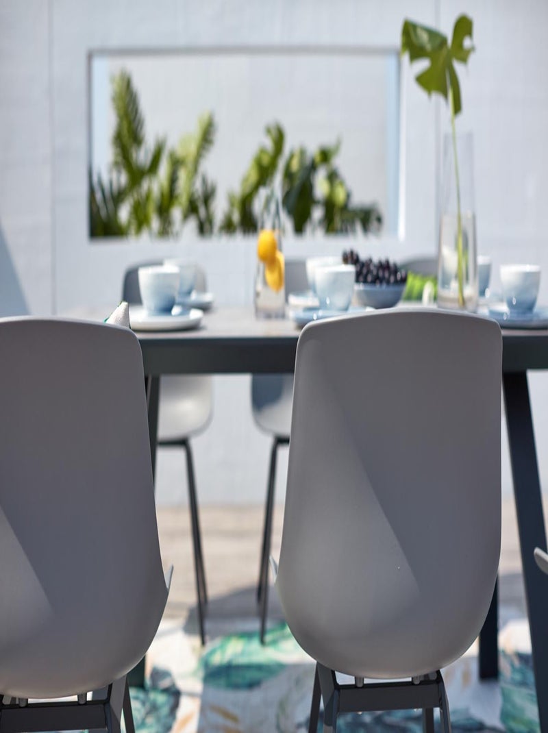 TEMARA Salon de jardin aluminium et plateau aspect ciment 8 places Gris - Kiabi